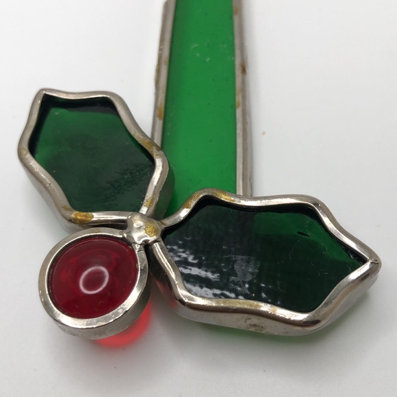 Vintage Stained Glass Candle, Vintage Christmas Decor. Suncatcher - Picture 3 of 7